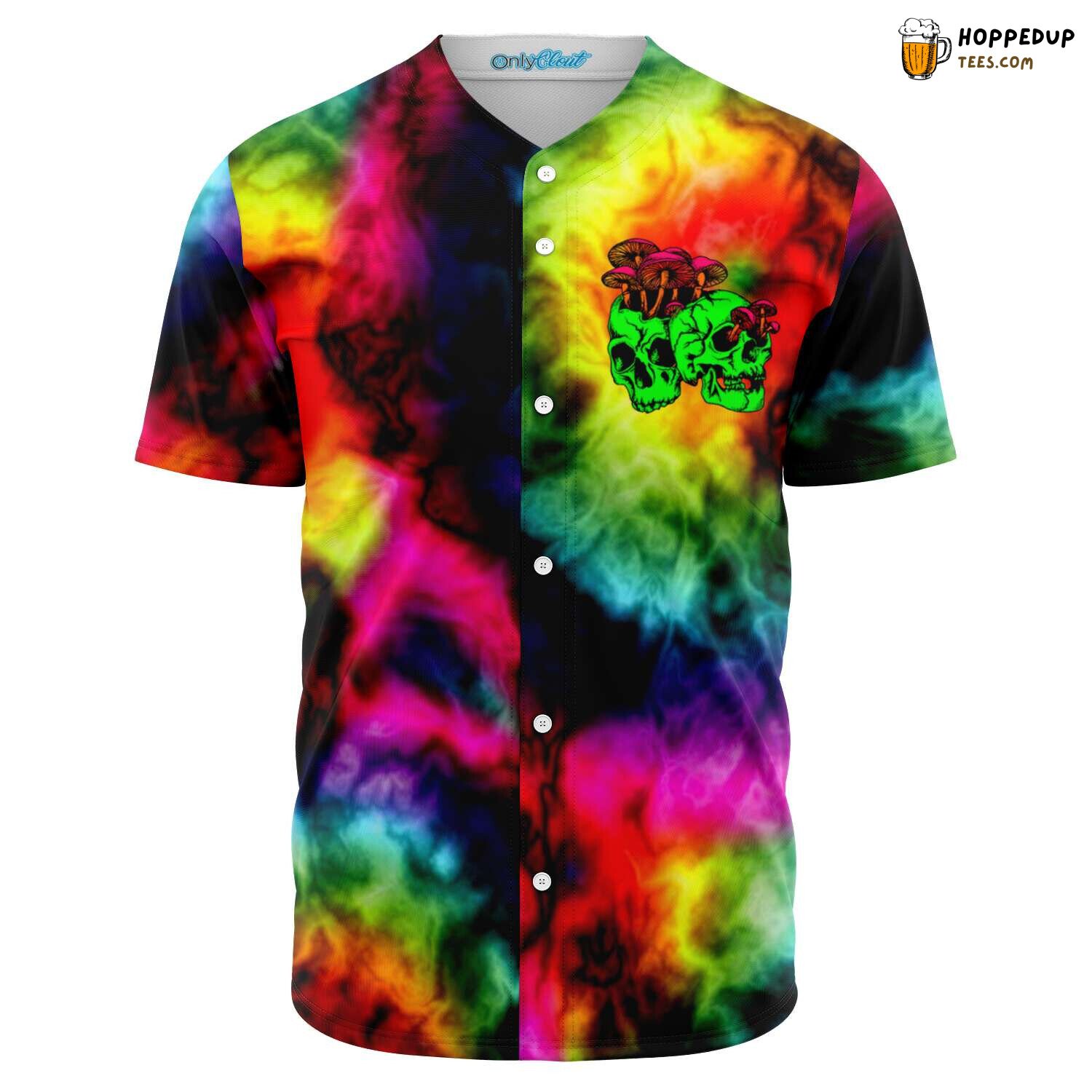 Psychedelic Shroom Skull Art 3D Print Baseball Jersey Trippy