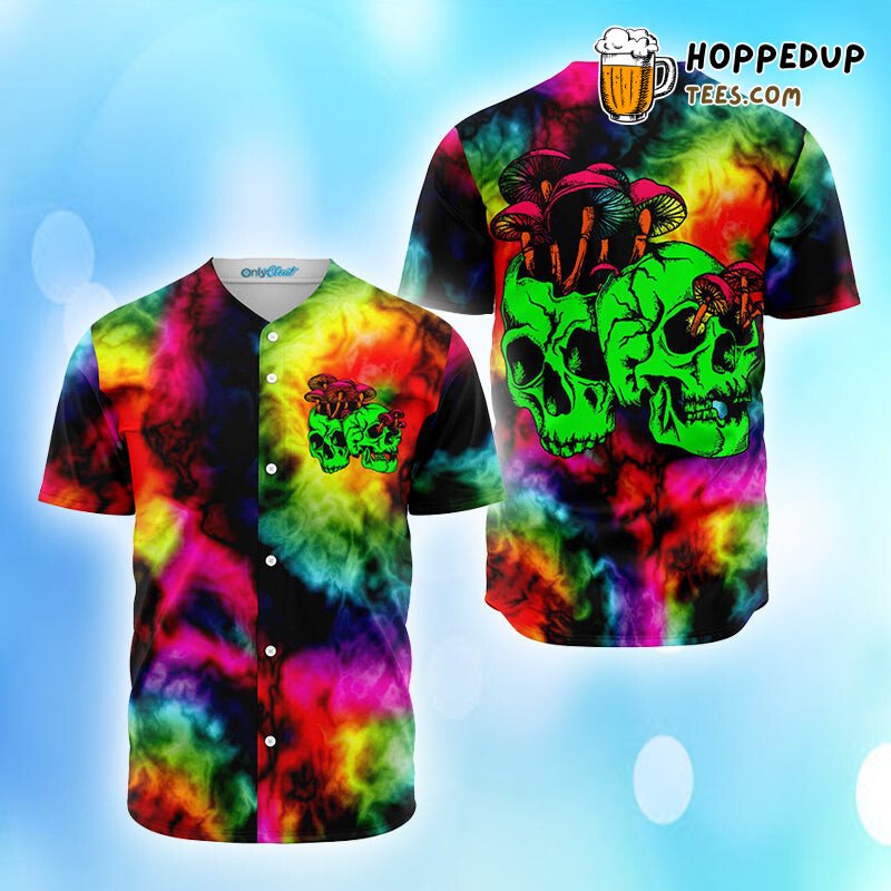 Psychedelic Shroom Skull Art 3D Print Baseball Jersey Trippy
