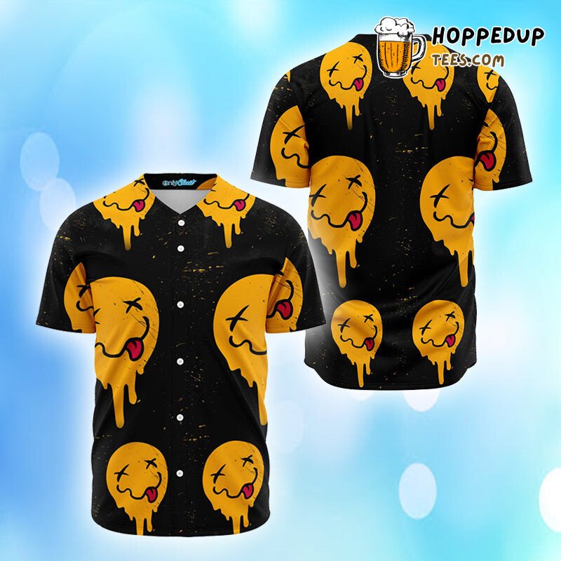 Psychedelic Trippy Smiley Face 3D Printed Baseball Jersey Fun