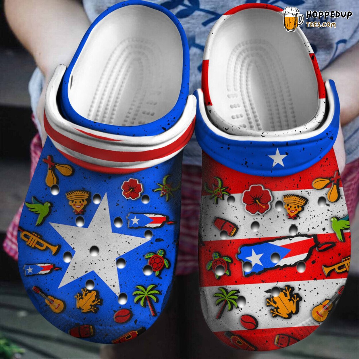 Puerto Rican Flag Symbol Classic Water Rubber Clog Shoes Comfy Wear