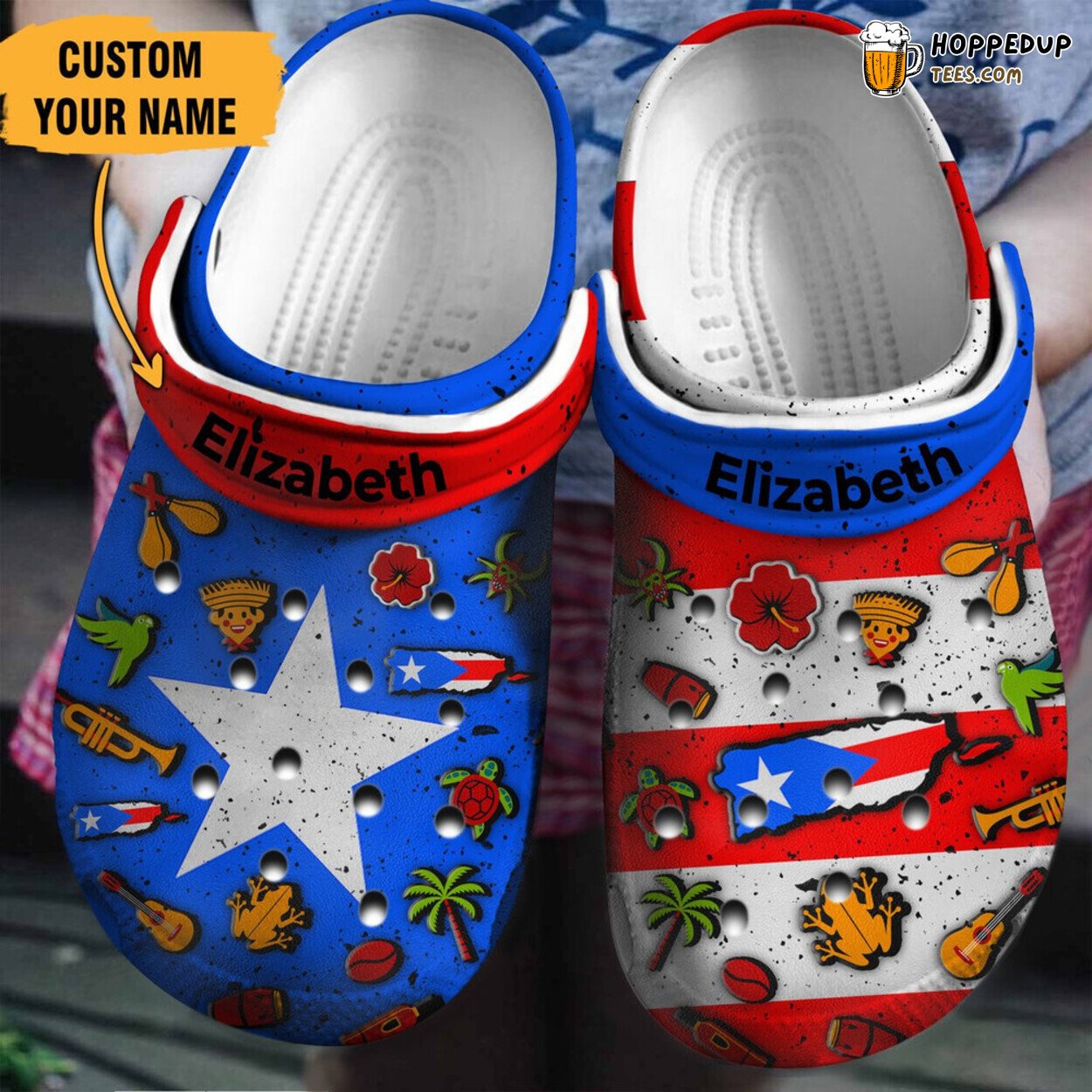 Puerto Rican Flag Symbols Classic Water Rubber Clog Shoes Comfy Footwear