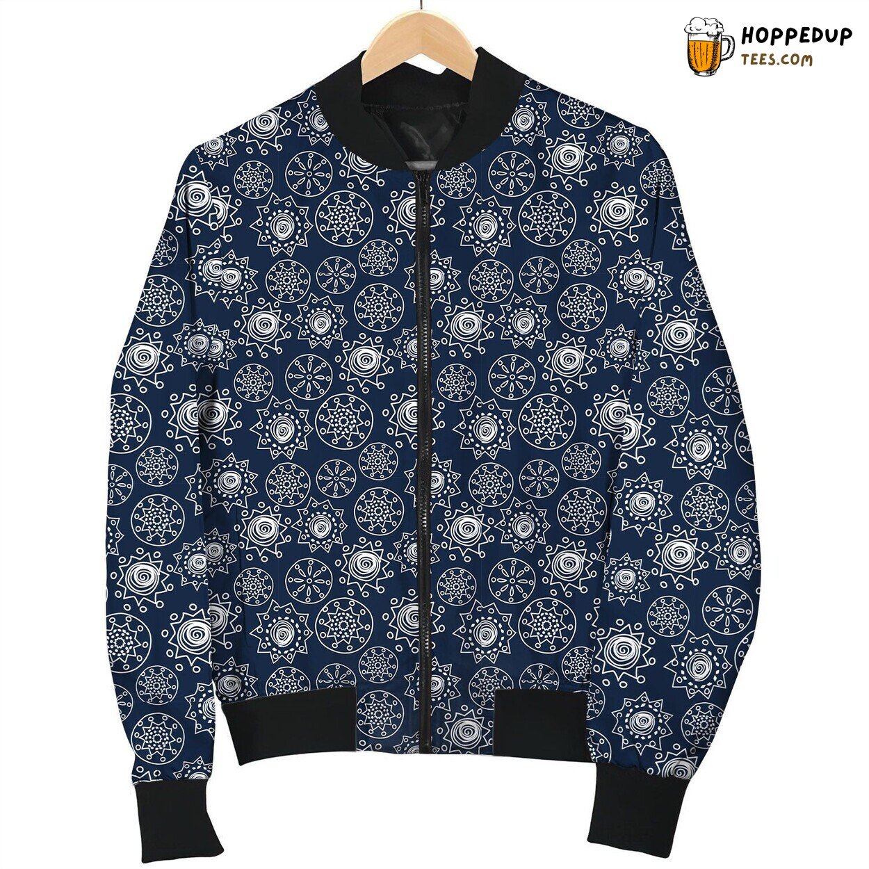 Puerto Rico Black Pattern Bomber Jacket