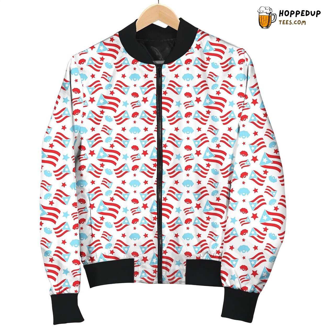 Puerto Rico Flag Pattern Bomber Jacket