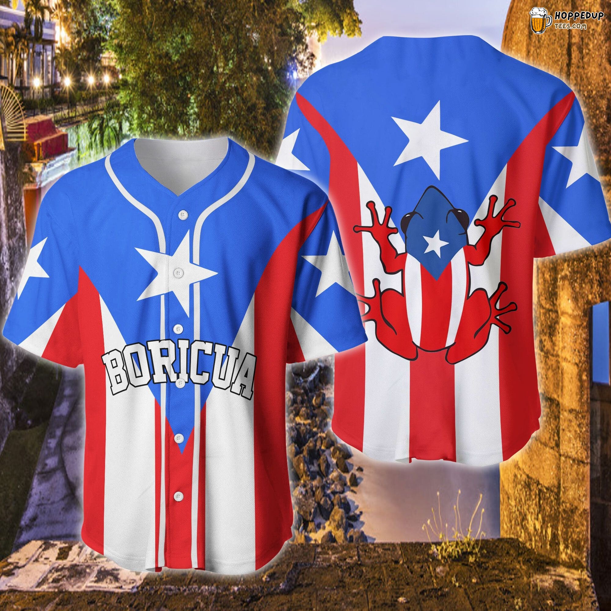 Puerto Rico Frog Boricua Flag Baseball Jersey Distinctive Design Edition