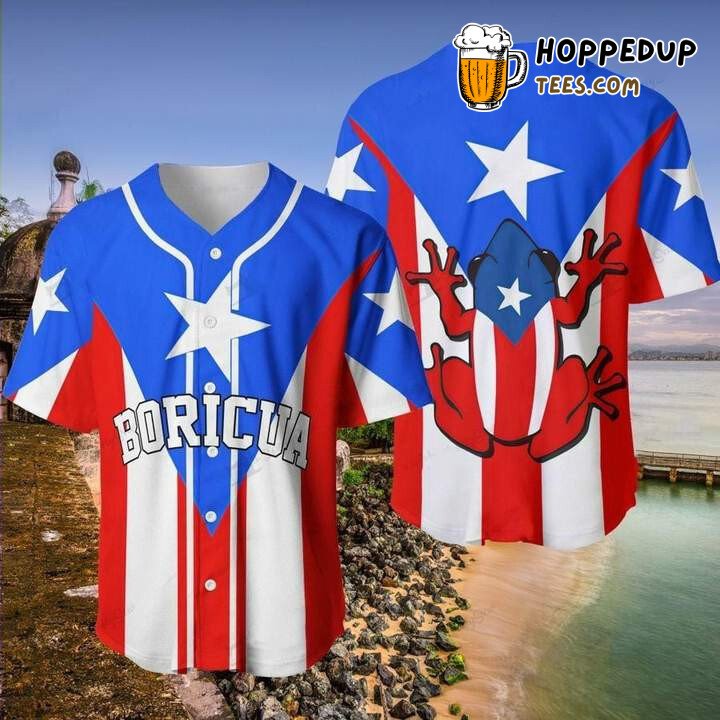 Puerto Rico Frog Boricua Flag Baseball Tee Jersey Shirts 3D Printed