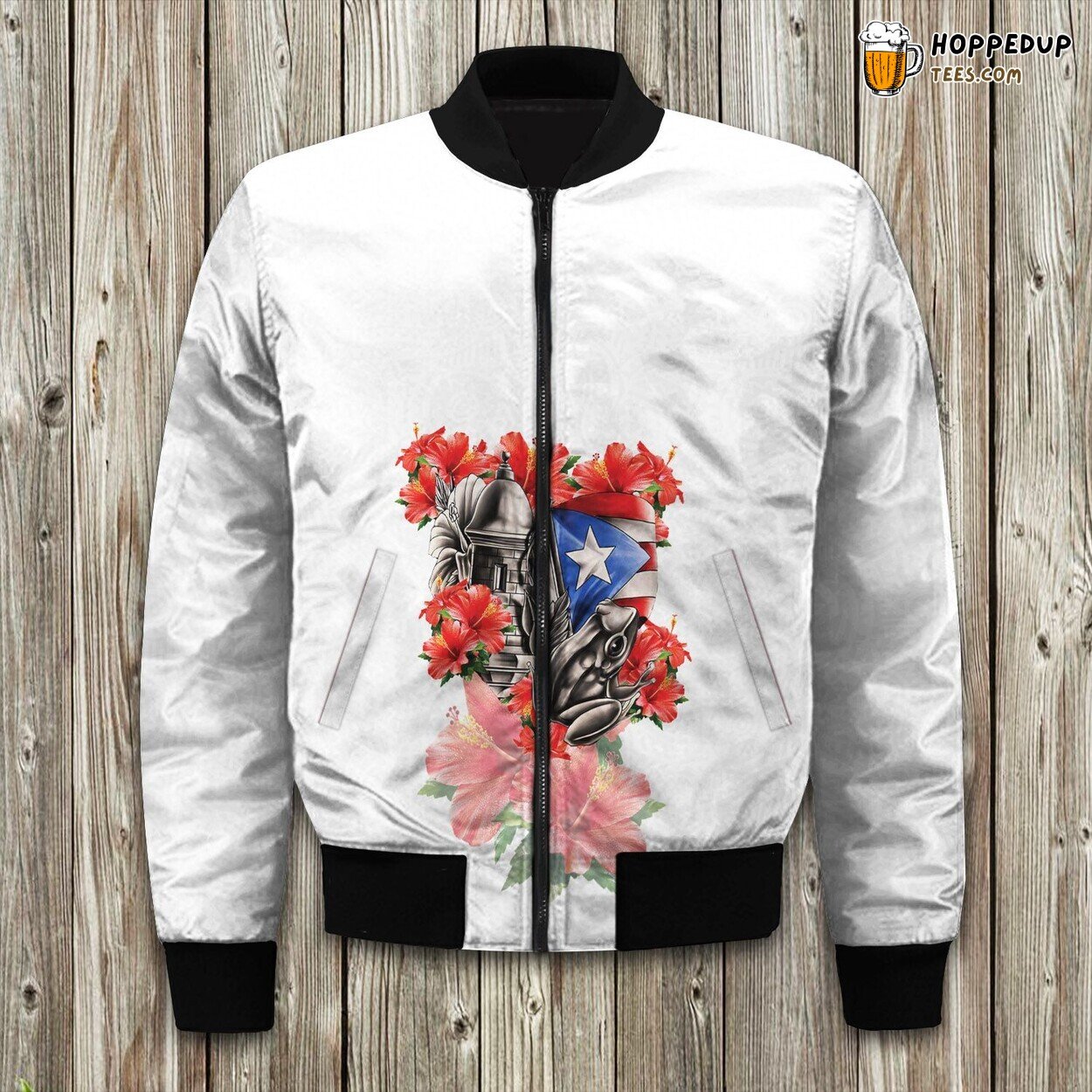 Puerto Rico Sunset Scene Bomber Jacket Winter’s Island Twilight Beauty