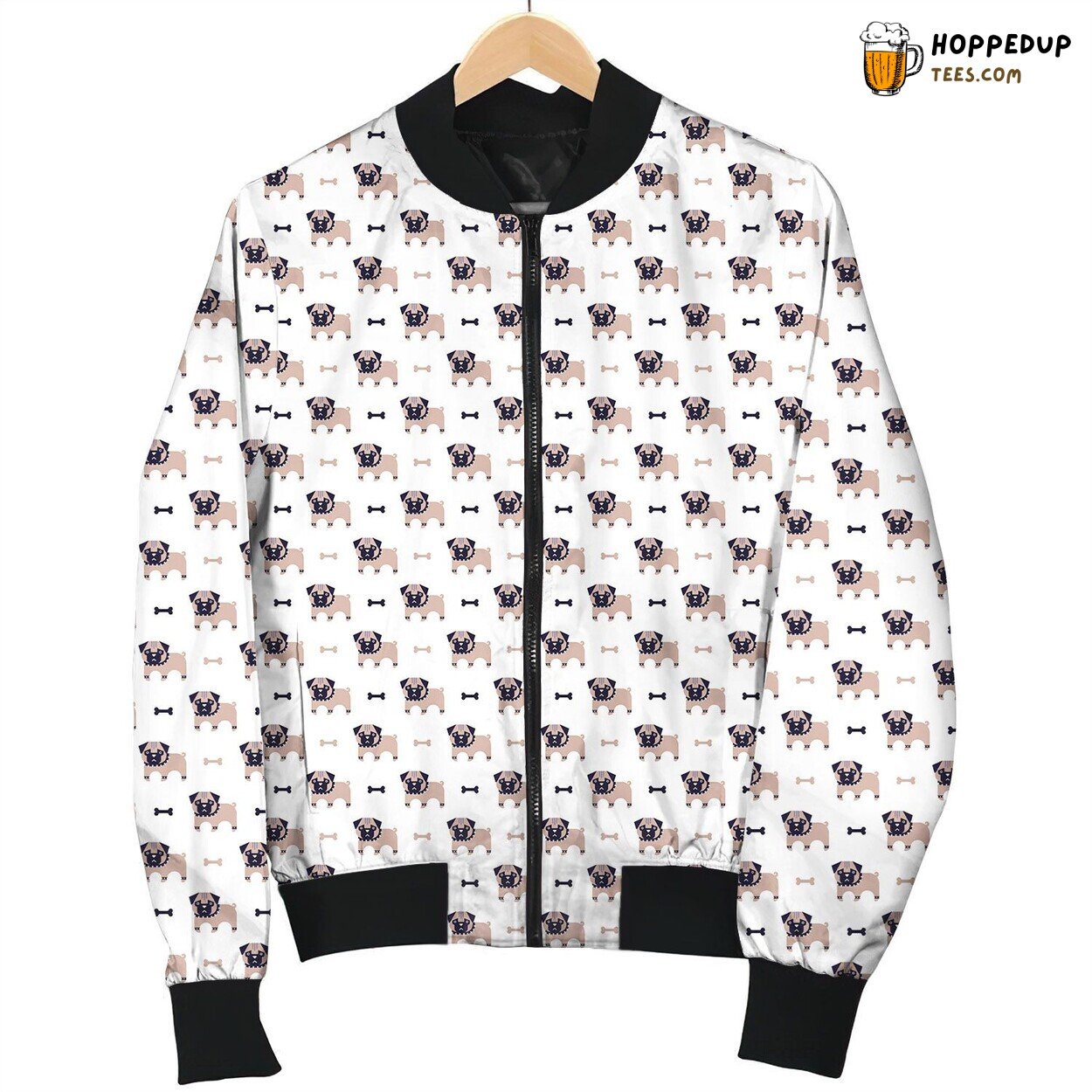 Pug And Bone Pattern Bomber Jacket
