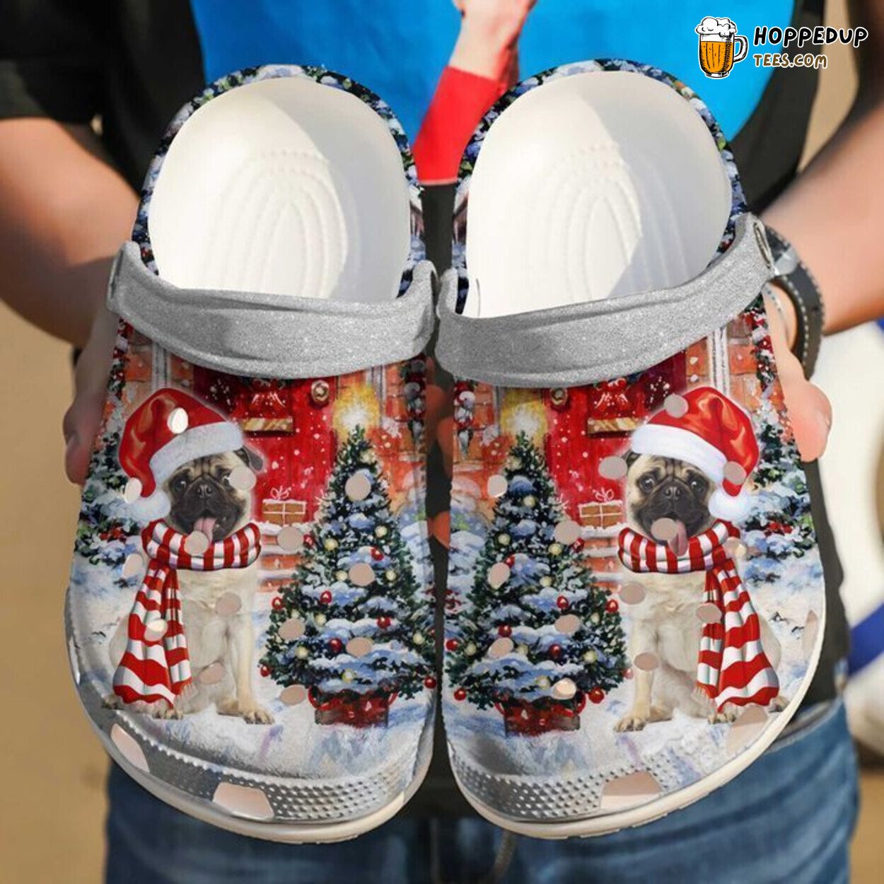Pug Christmas Themed Comfortable Clog Shoes Unique Holiday Pet Lovers Gift