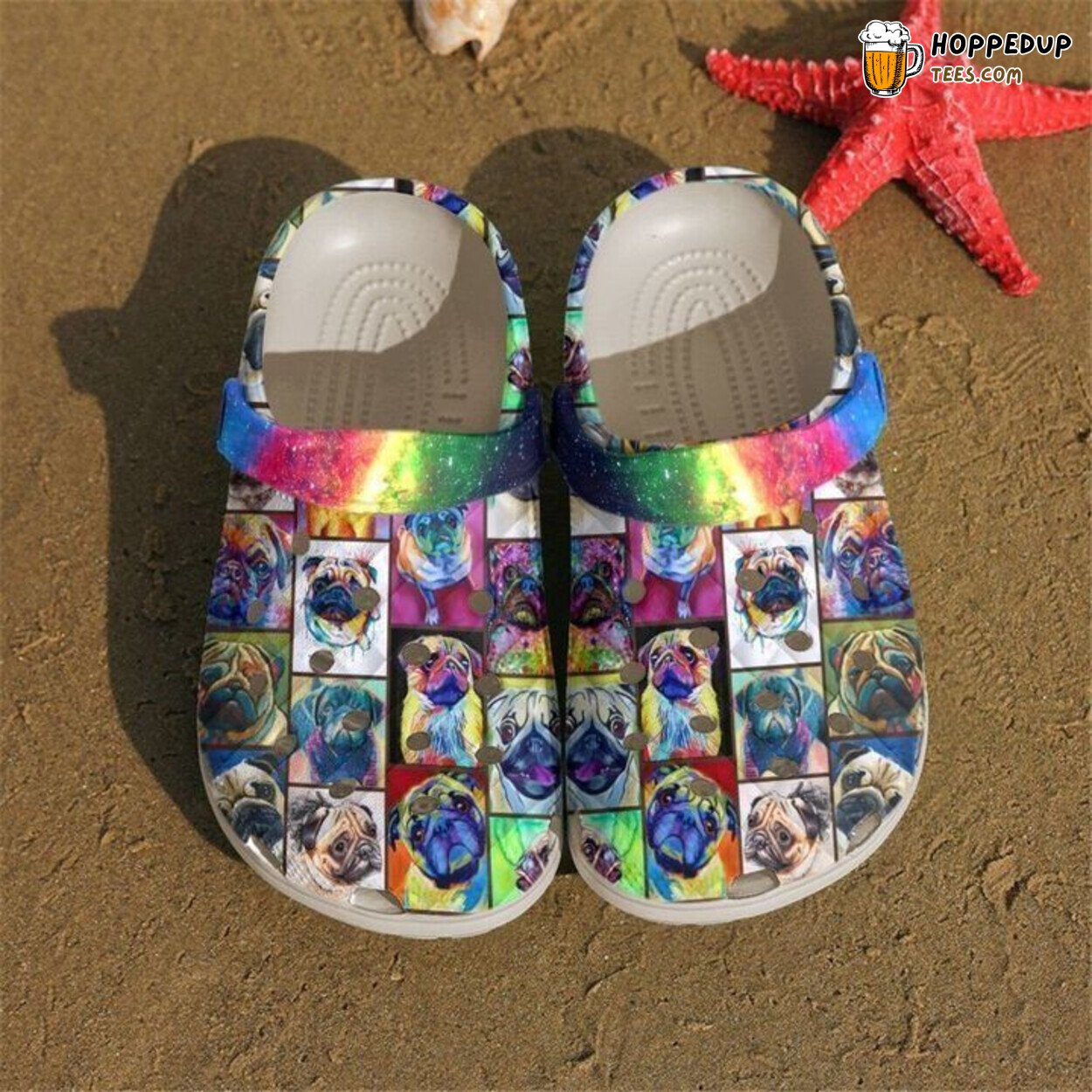 Pug Colorful Theme Comfortable Clogs Canine Lover Vibrant Footwear