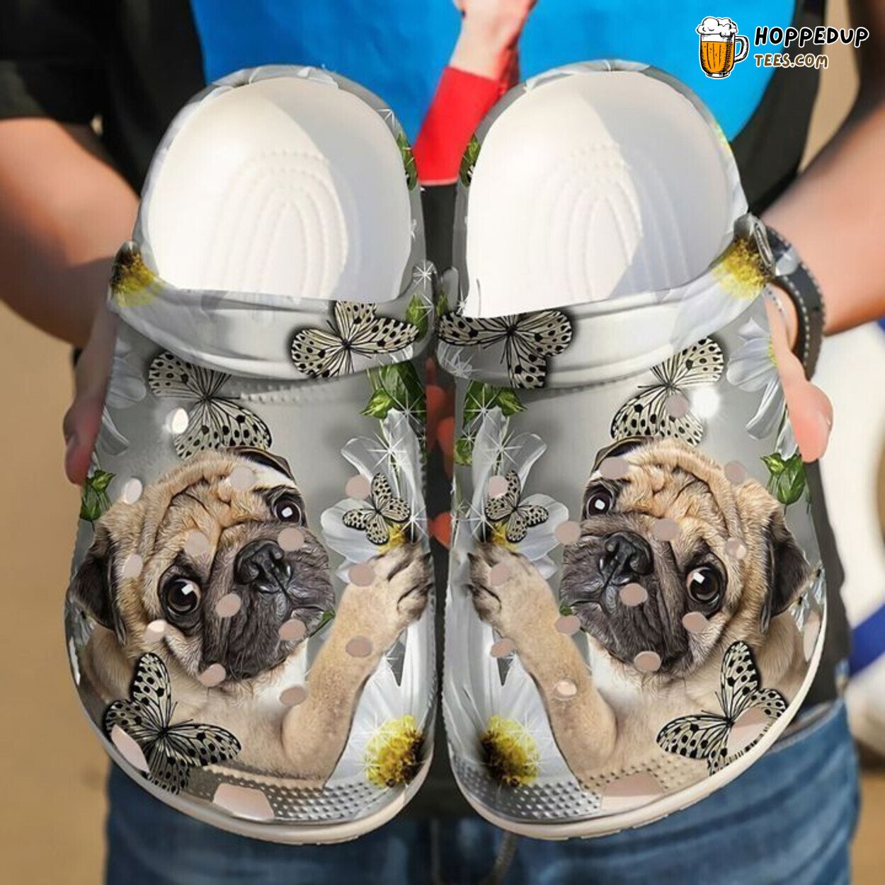 Pug Daisy V2 Themed Classic Comfortable Unique Clogs Shoes Style