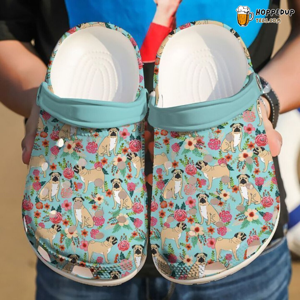 Pug Floral Pet Themed Comfortable Clogs Canine Lover Artistic Footwear