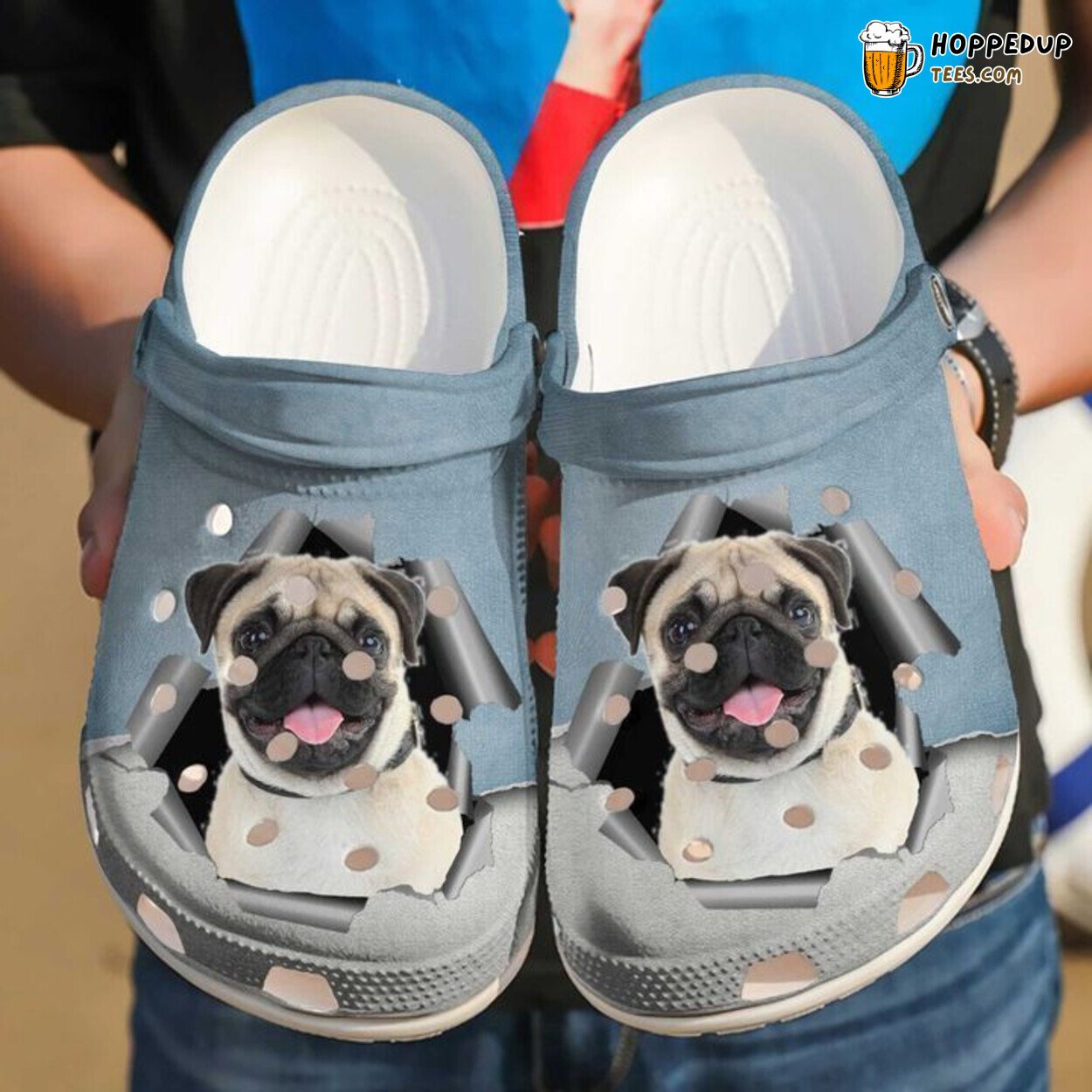 Pug Hello Theme Comfortable Clogs Canine Lover Artistic Footwear
