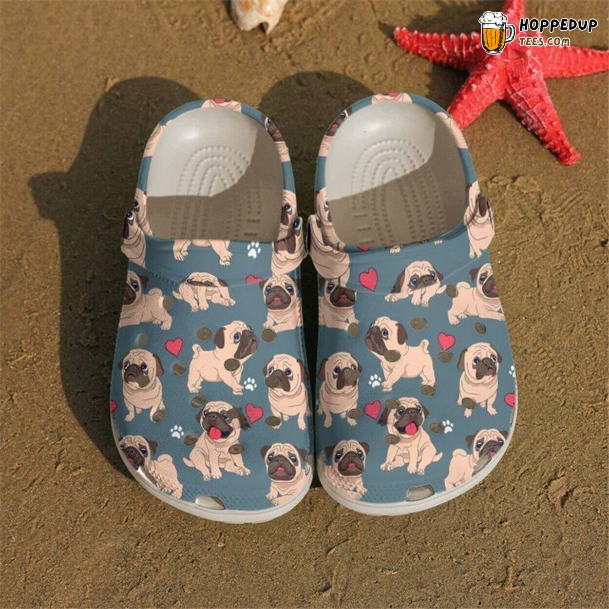 Pug I Love My Pugs Themed Classic Comfortable Clogs Shoes Unique