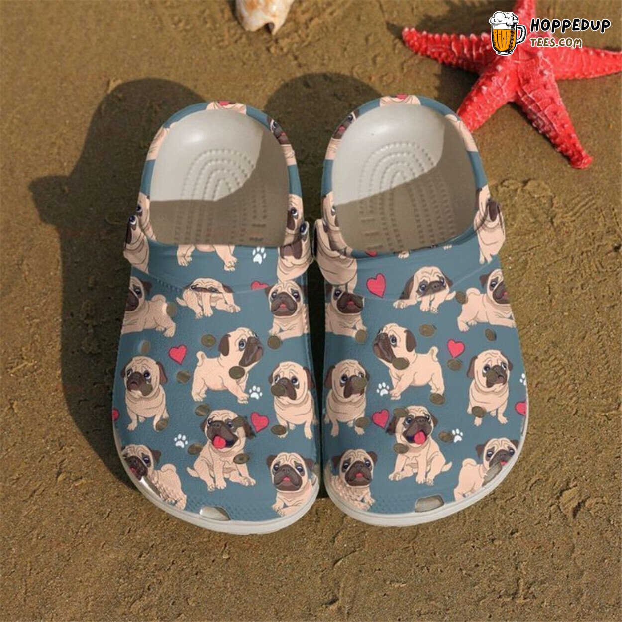 Pug I Love My Pugs Themed Rubber Clog Shoes Comfortable Gift