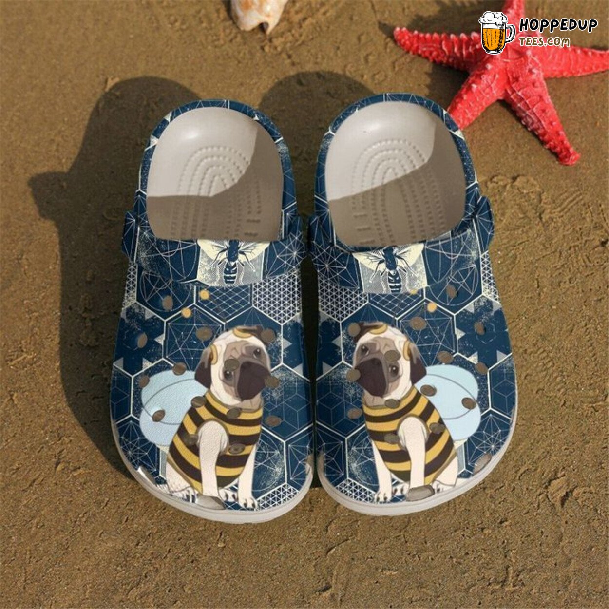 Pug Love Bee Themed Comfortable Clog Shoes Unique Pet Lovers Footwear