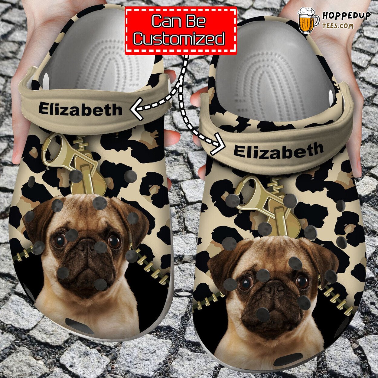 Pug Lovers Personalized Clogs Leopard Pattern Canine Enthusiast Shoes