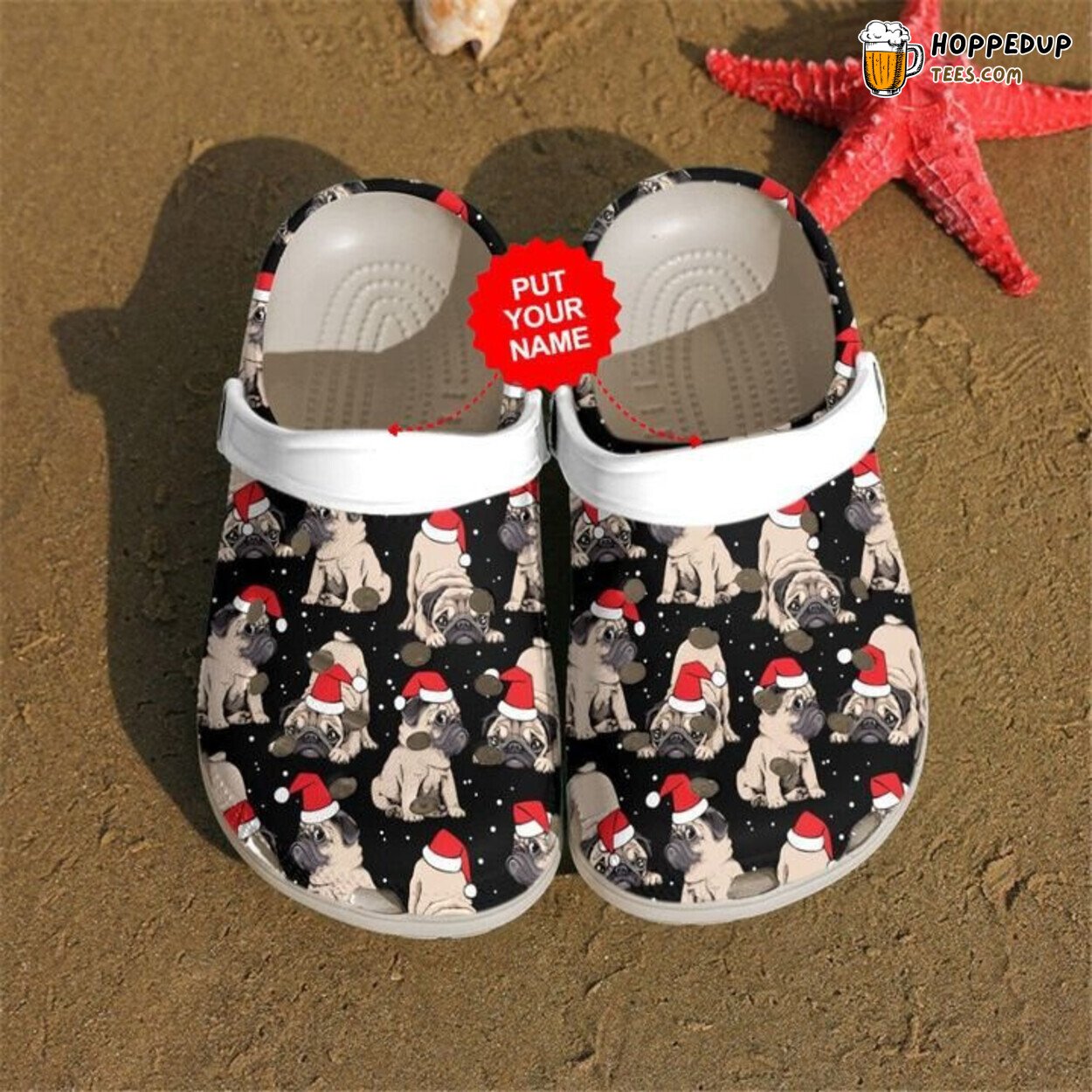 Pug Merry Christmas Custom Design Comfortable Clogs Canine Footwear