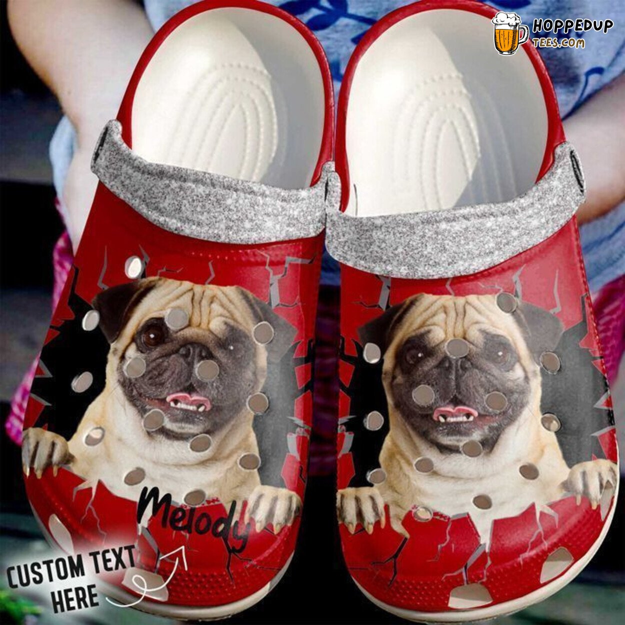 Pug Personalized Crack Wall Clog Shoes Unique Design Comfort