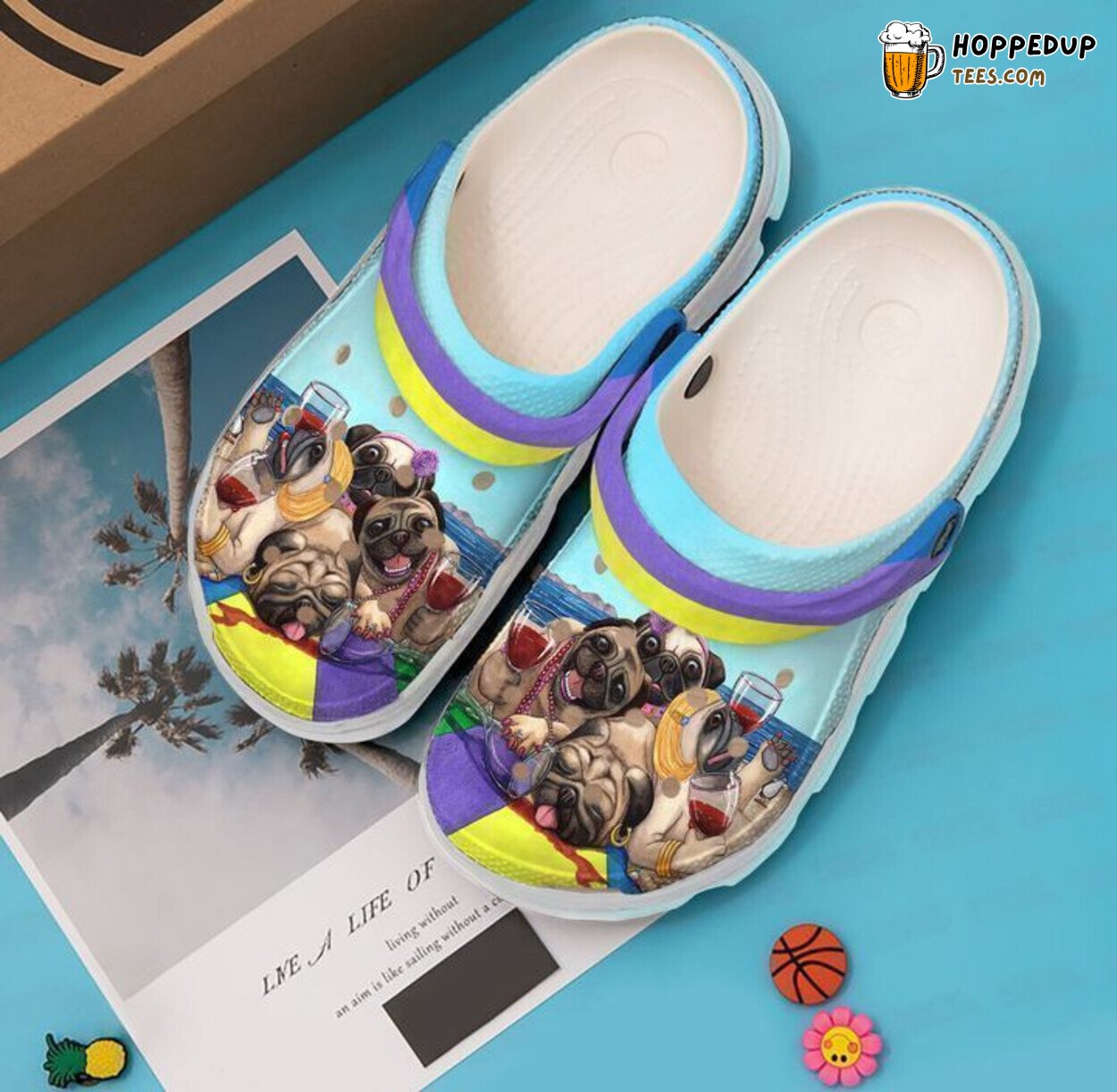 Pug Pugs On Beach Theme Classic Comfortable Clogs Shoes Pet Lovers