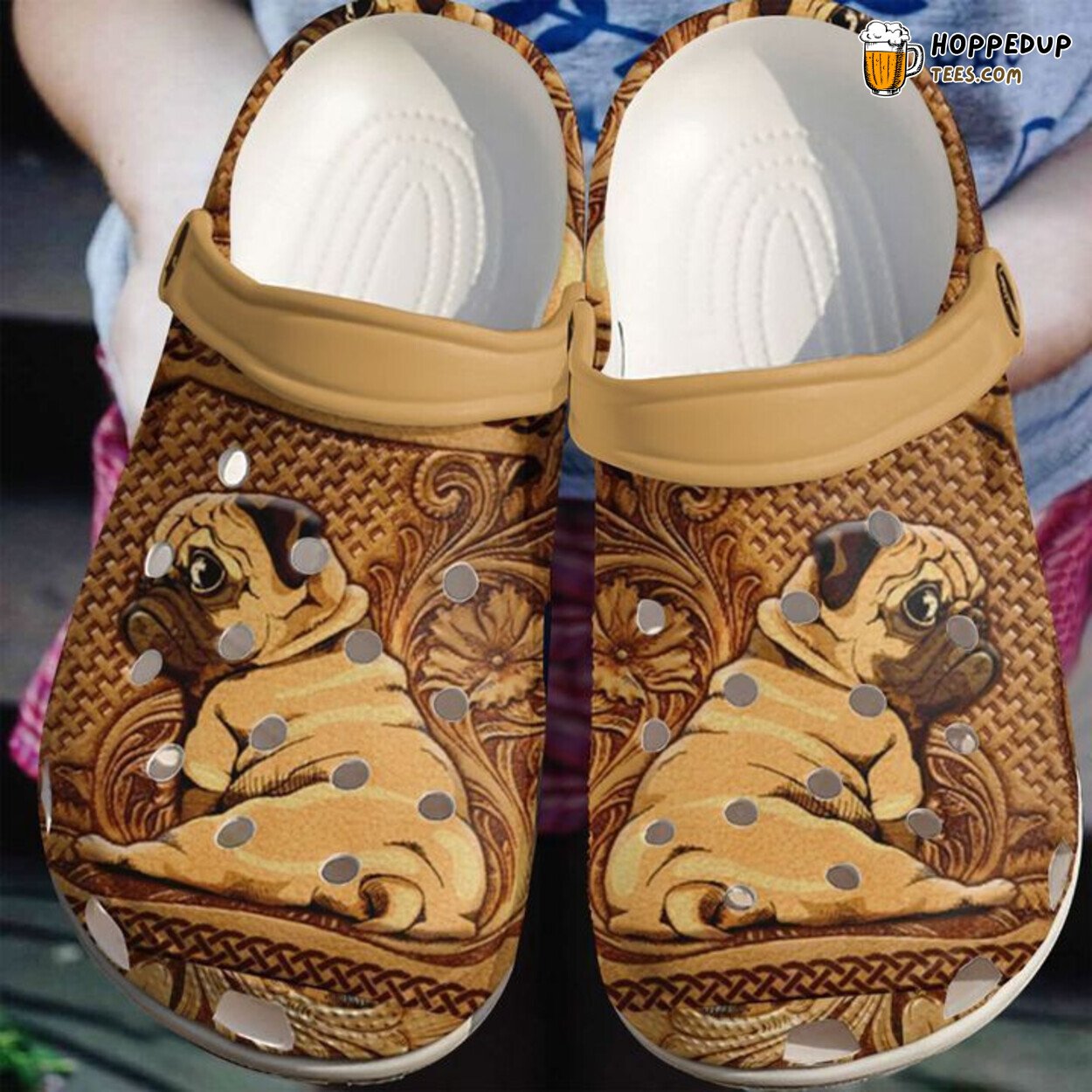 Pug Wooden Classic Design Comfortable Clogs Canine Lover Footwear
