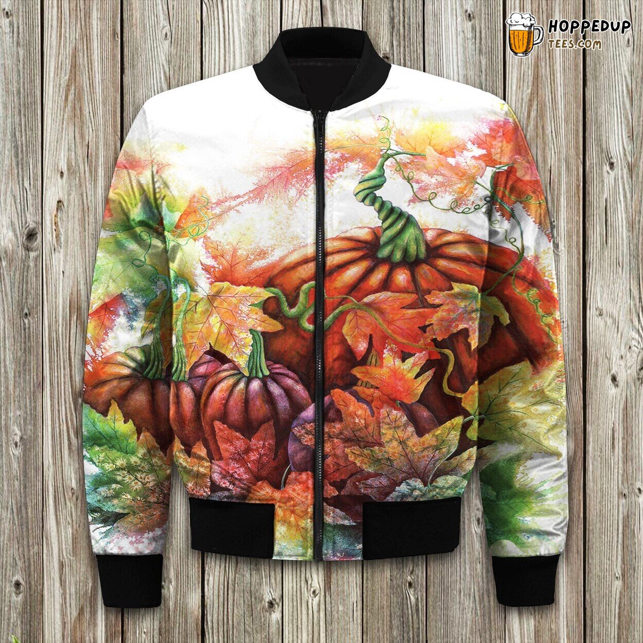 Pumpkin Autumn Theme Bomber Jacket Celebrate Winter’s Harvest Delight