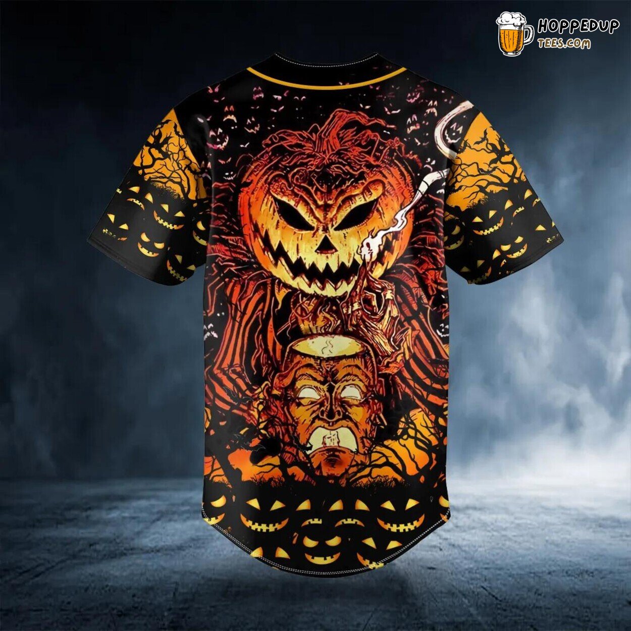 Pumpkin Halloween Skull Design Baseball Jersey Graphic Tees 3D Print