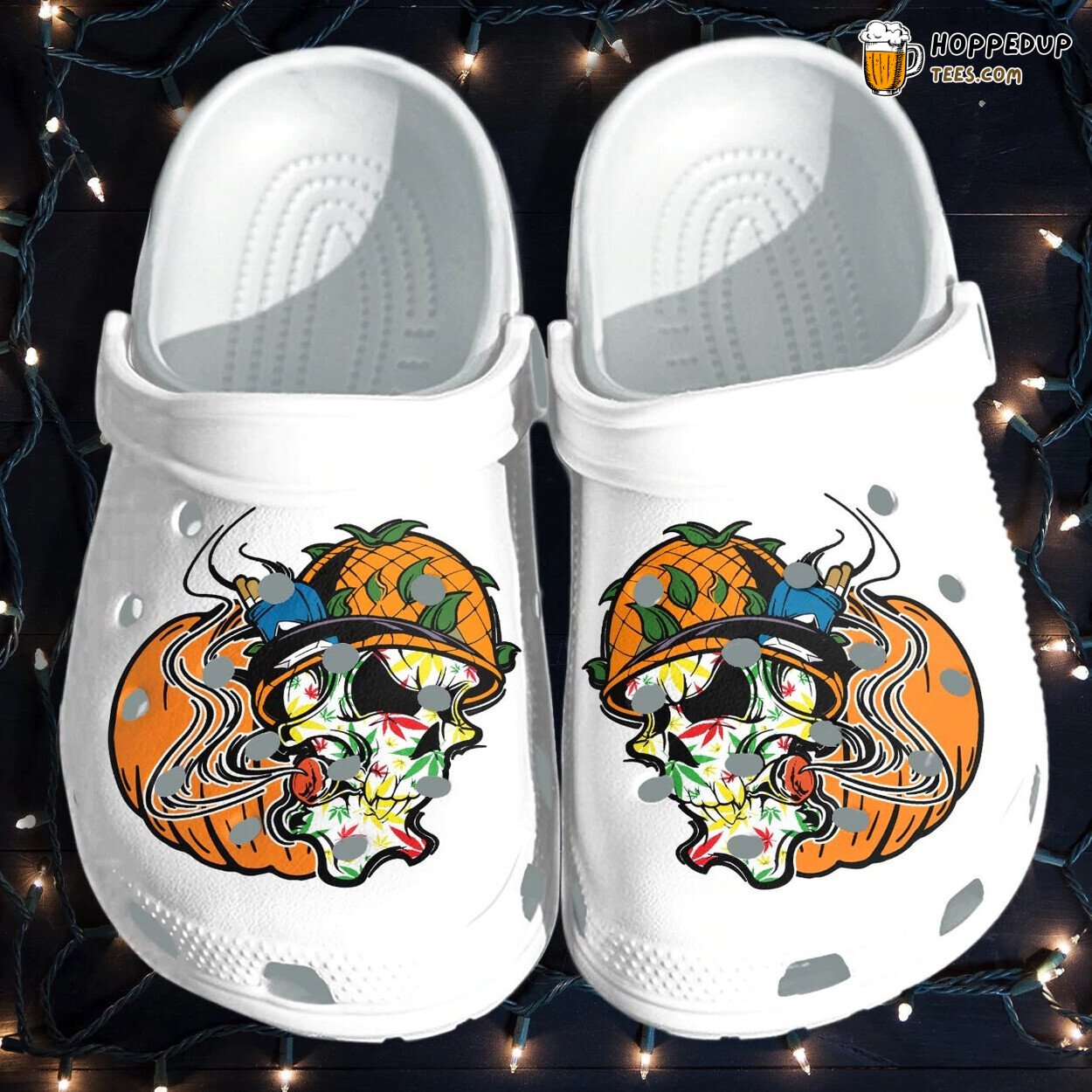 Pumpkin Skull Weed Cannabis Marijuana 420 Halloween Gift Clogs