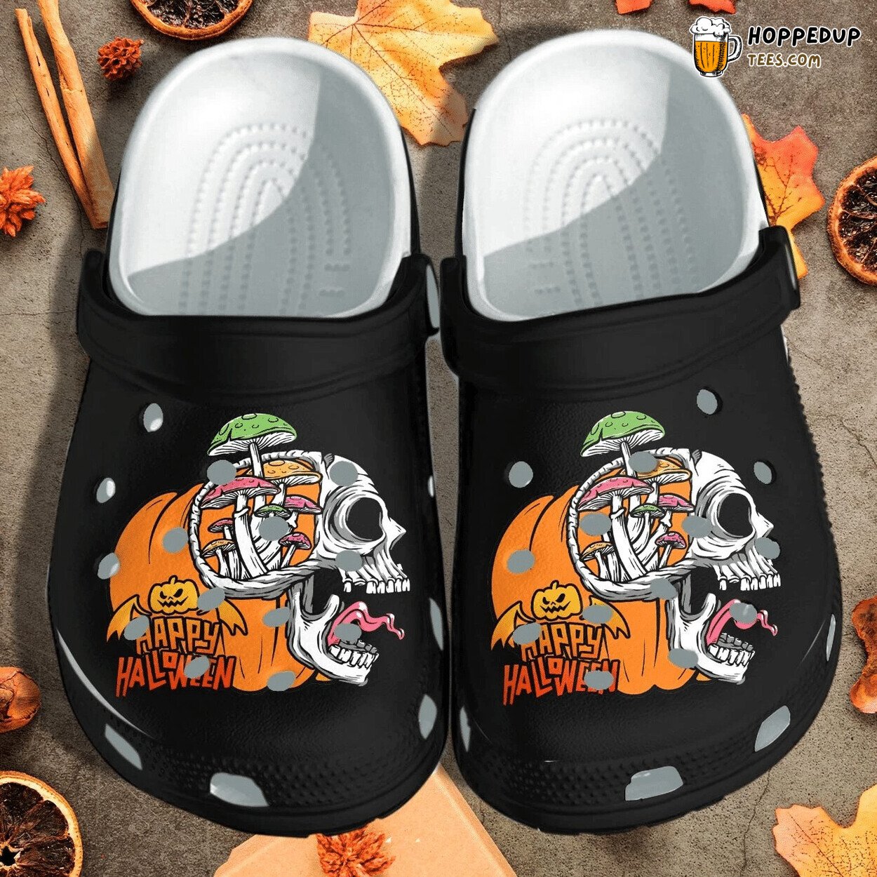 Pumpkin Skull Weed Cannabis Marijuana Halloween Comfort Clogs