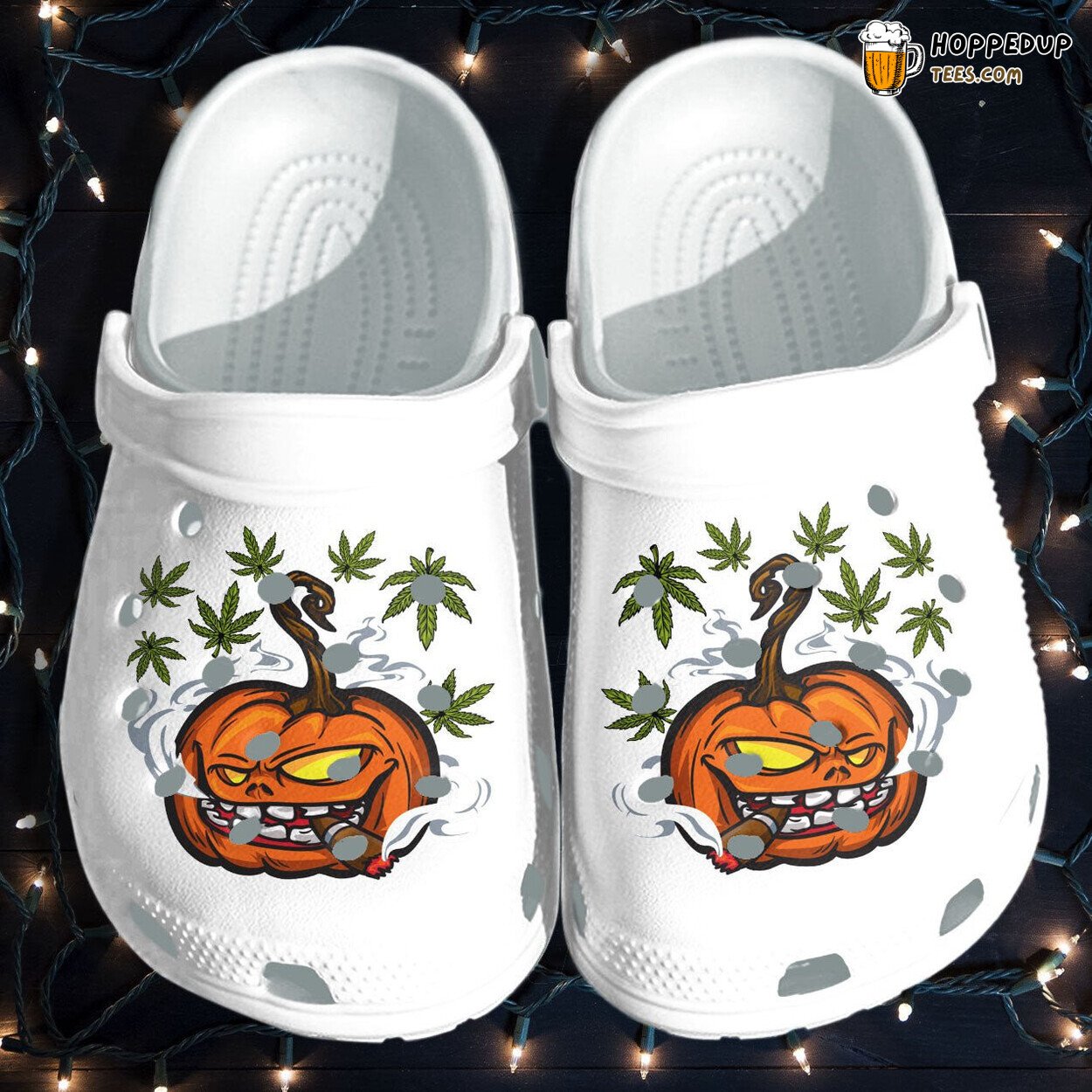 Pumpkin Smoking Funny Weed Tattoo Halloween Comfort Clogs Shoes