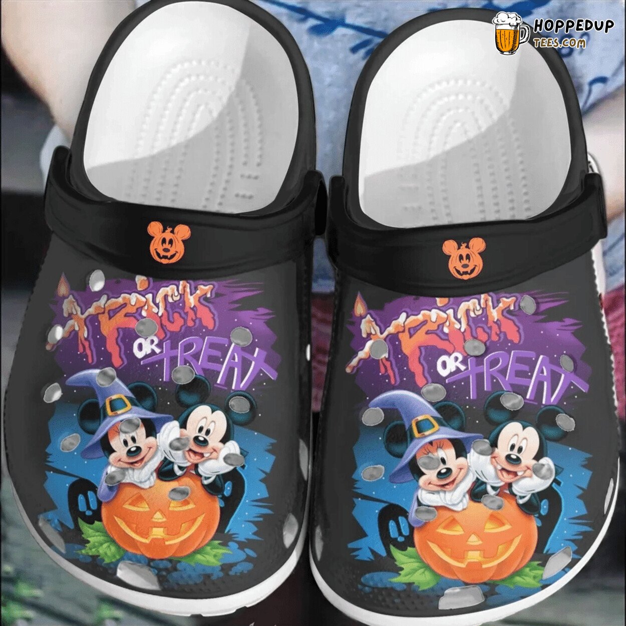Pumpkin Trick Treat Mickey Mouse Couple Classic Comfort Clogs