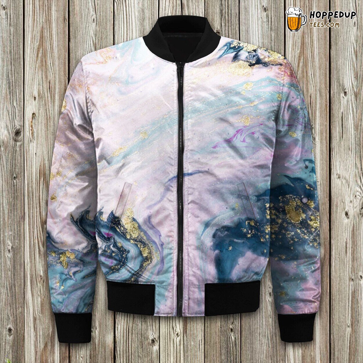 Purple Blue Watercolor Bomber Jacket