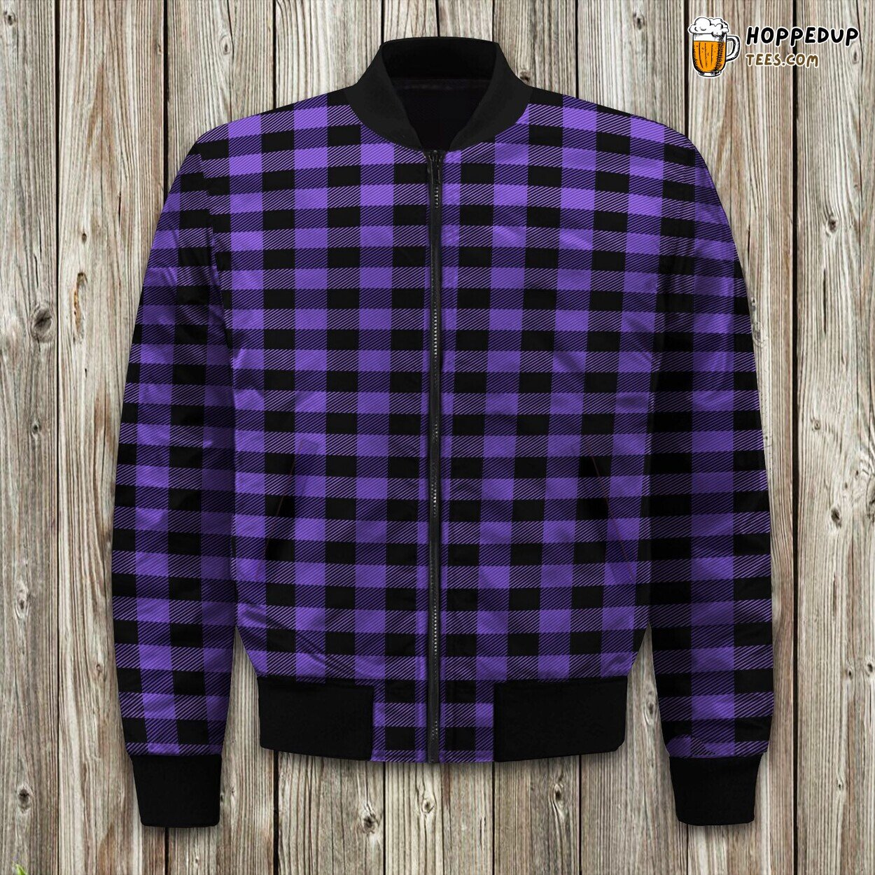 Purple Buffalo Plaid Bomber Jacket