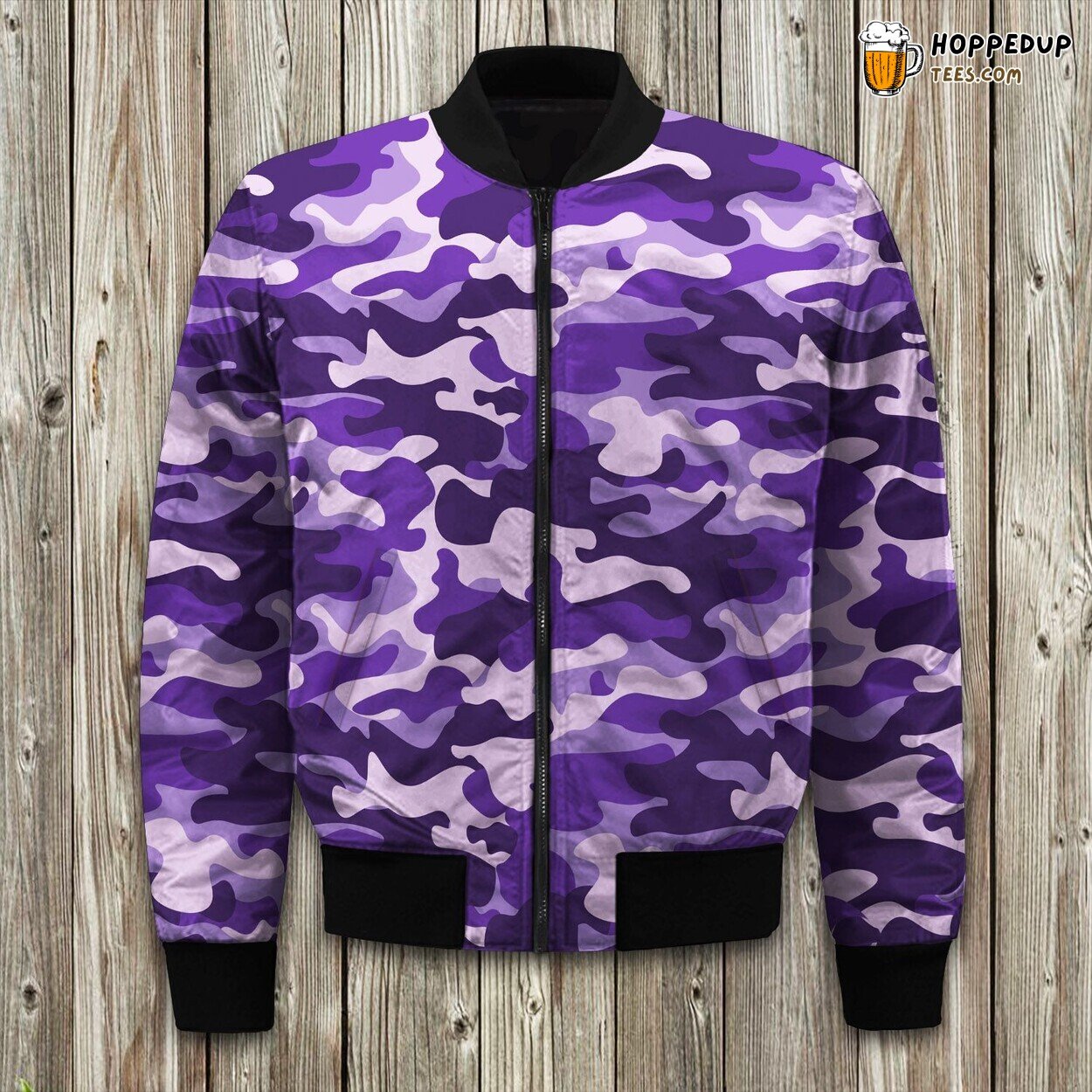Purple Camouflage Bomber Jacket