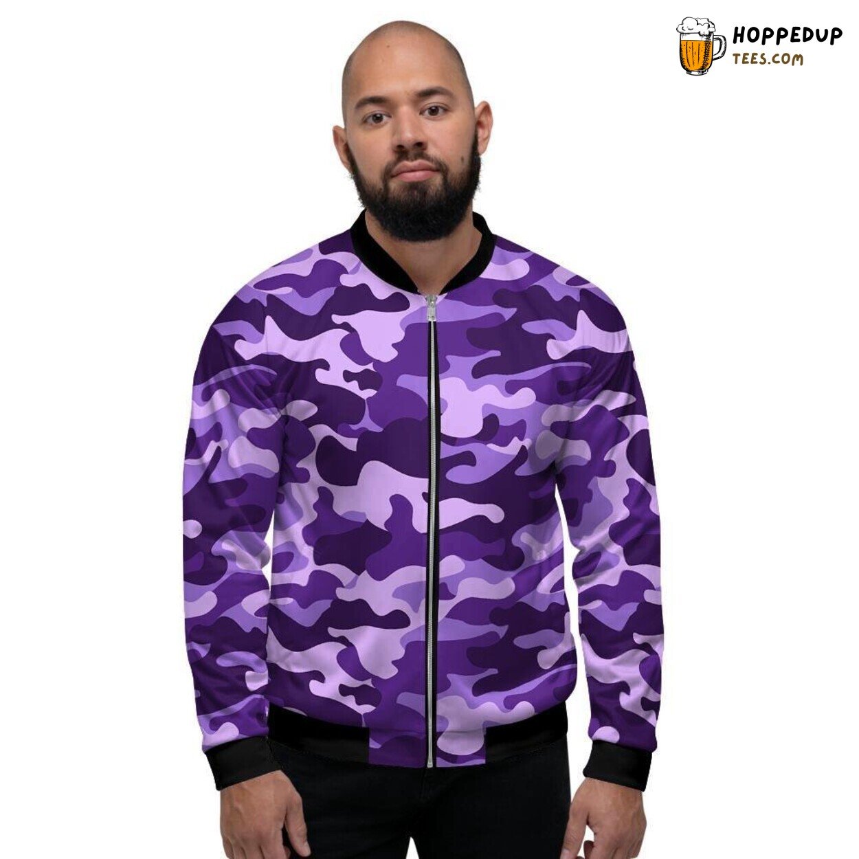 Purple Camouflage Print Men’s Bomber Jacket Military Inspired Fashion Statement