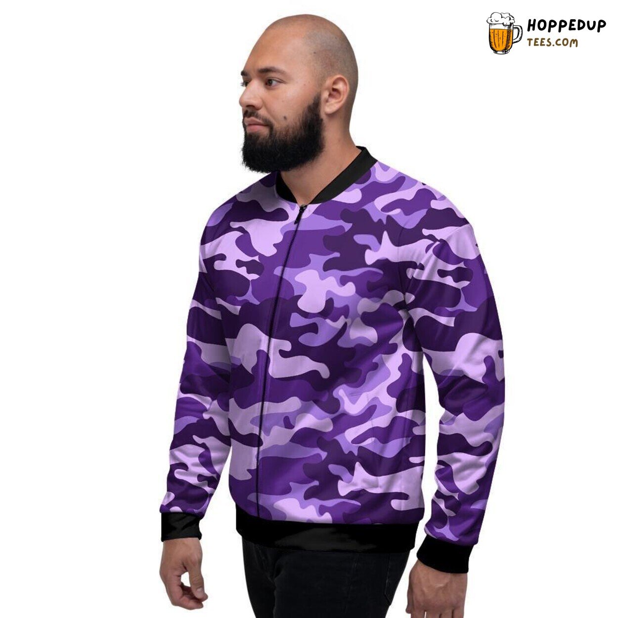 Purple Camouflage Print Men’s Bomber Jacket Military Inspired Fashion Statement