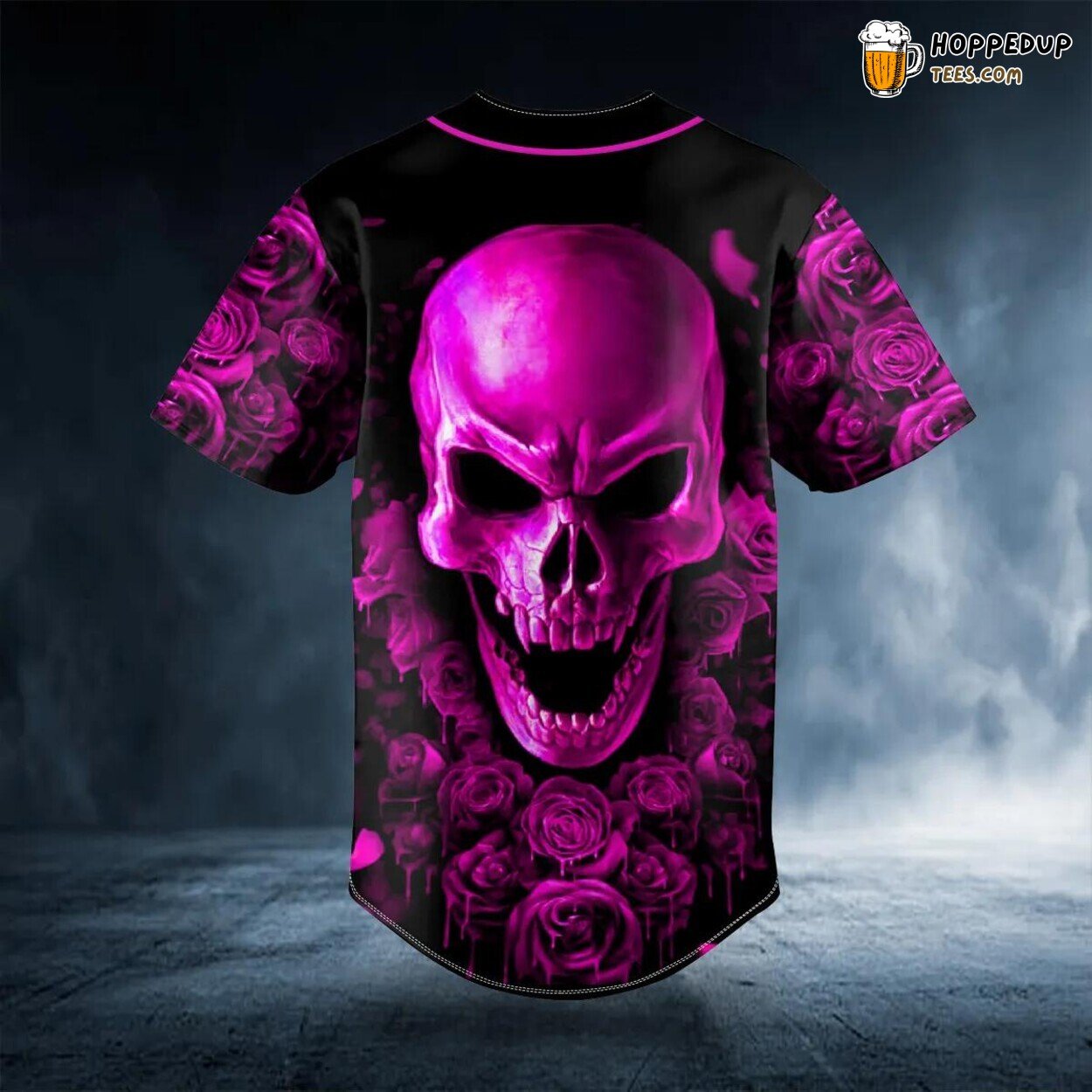 Purple Delicate Roses Sugar Skull Baseball Jersey Viking 3D Print Tee