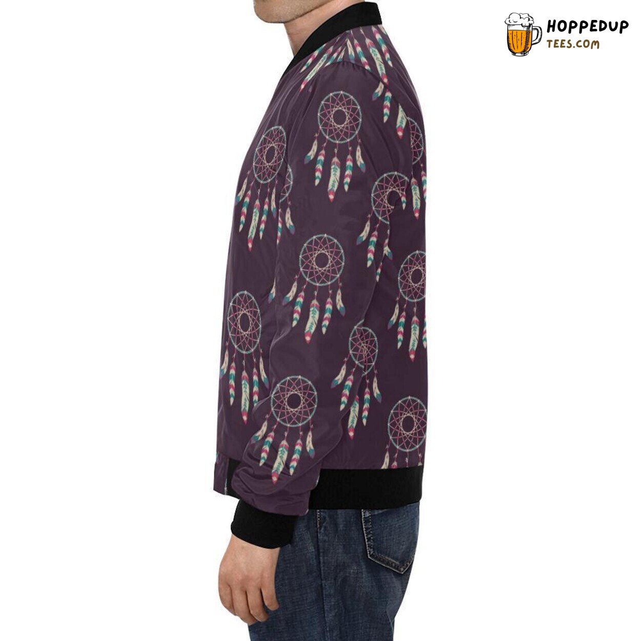 Purple Feather Dream Catcher Patterned Men’s Unique Bomber Jacket