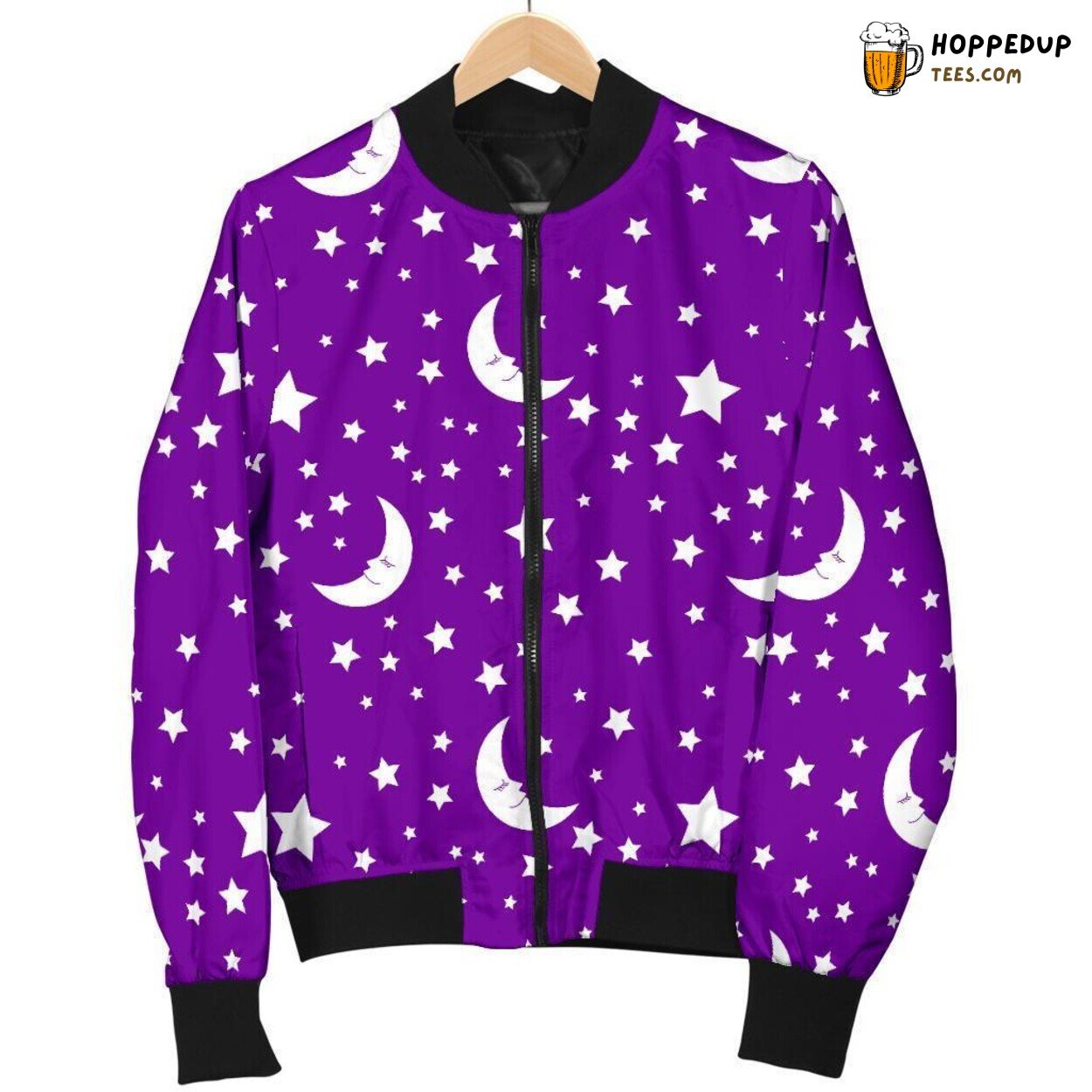 Purple Hued Moon Tribute Men’s Bomber Jacket Unique Pattern Design Display