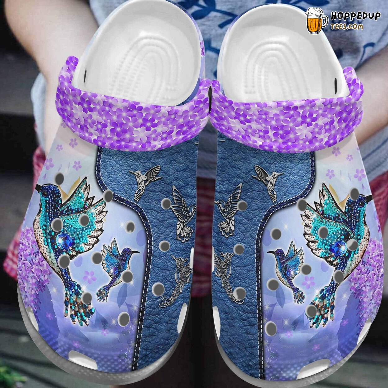 Purple Hummingbird Twinkle Shoes Birthday Gift Women Unique Nature Inspired