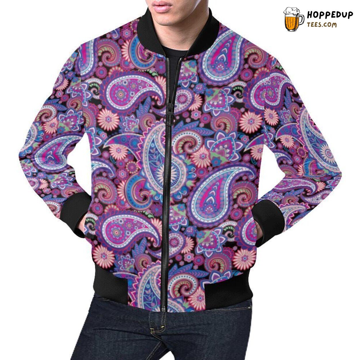 Purple Paisley Artistry Bomber Jacket Men’s Essential Patterned Style Design
