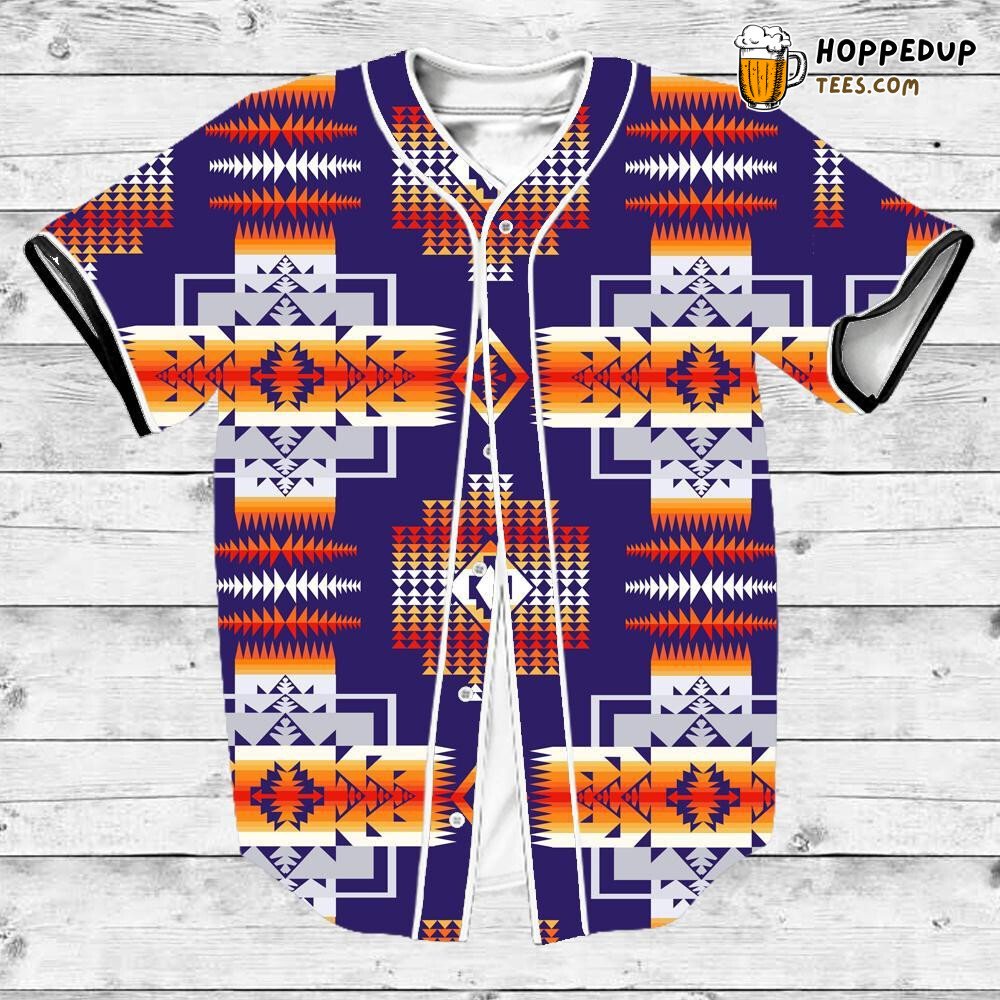 Purple Pattern Native American Baseball Tee Jersey Shirts 3D