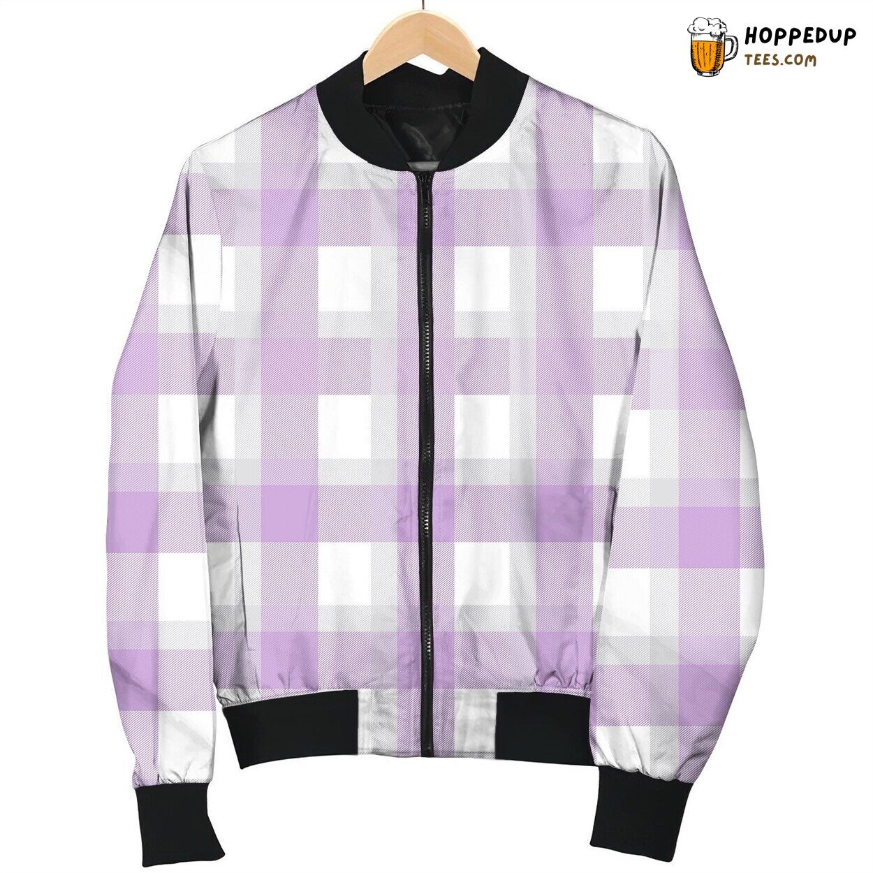 Purple Plaid Tartan Bomber Jacket