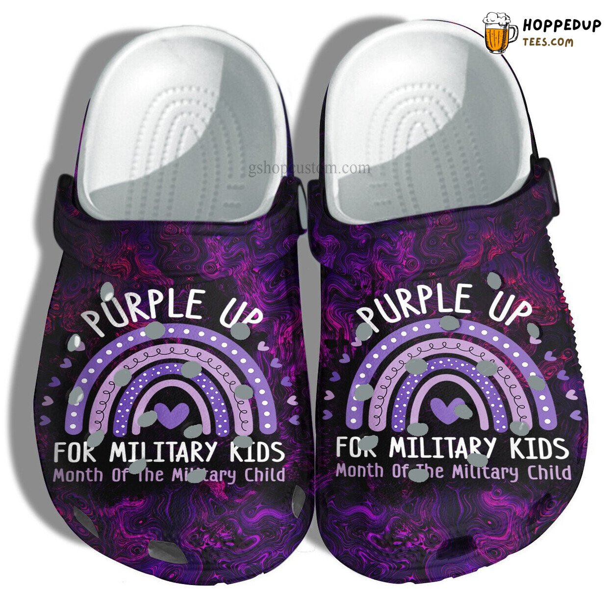 Purple Rainbow Military Kids Shoes Son Daughter Unique Croc Clogs