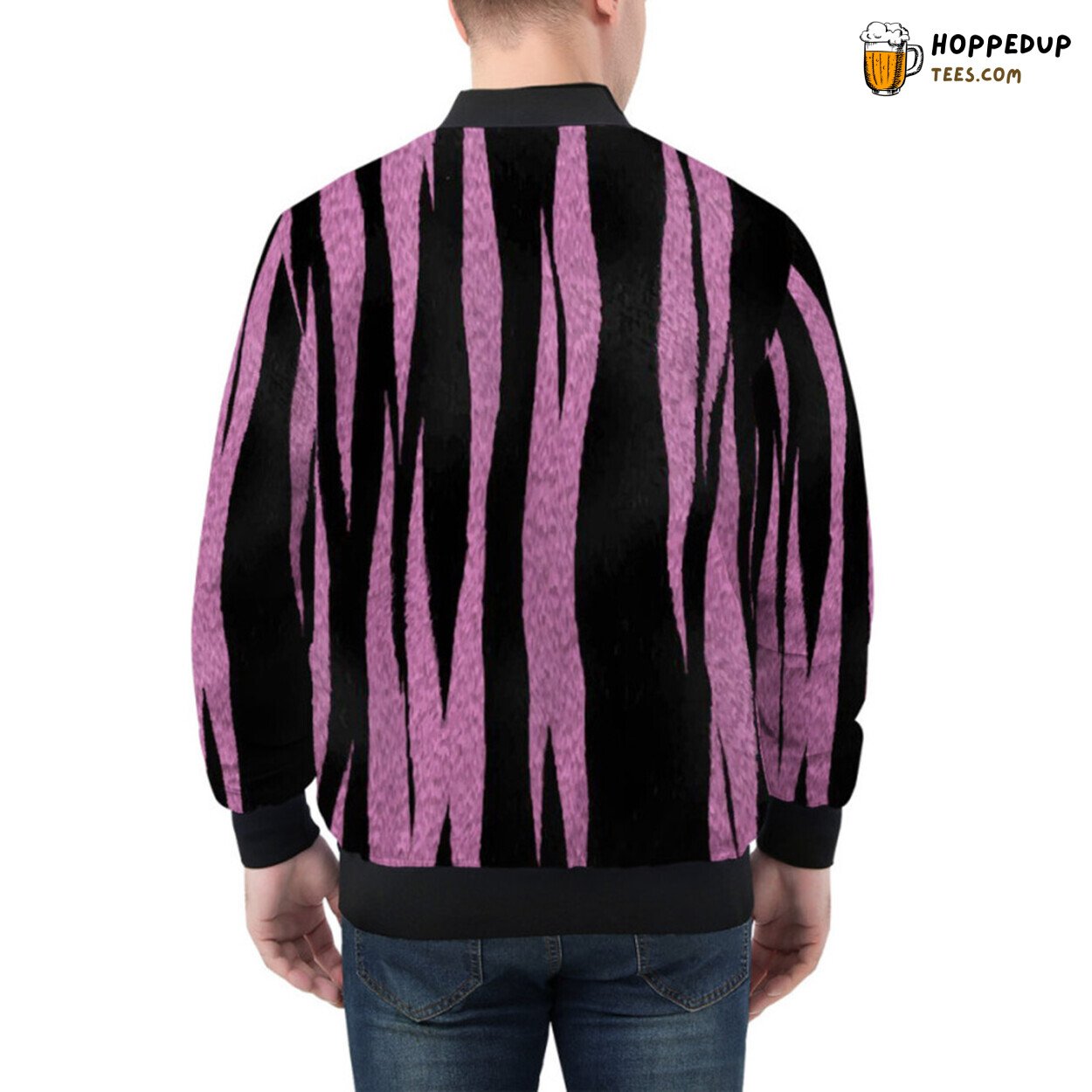 Purple Tiger Stripes Artfully Incorporated Bomber Jacket Design
