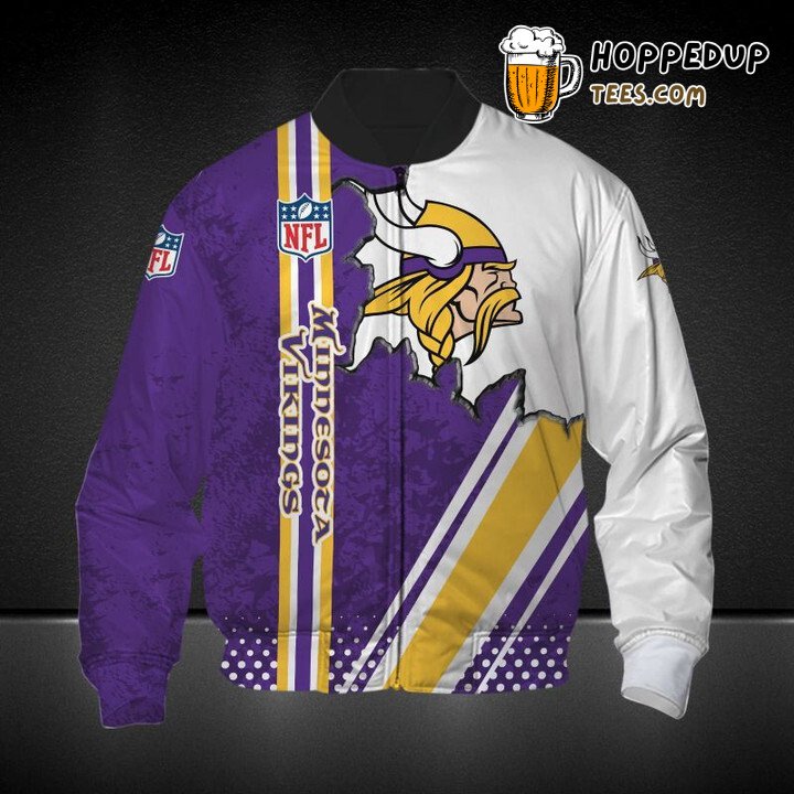 Purple White Minnesota Vikings NFL Bomber Jacket Bold Statement