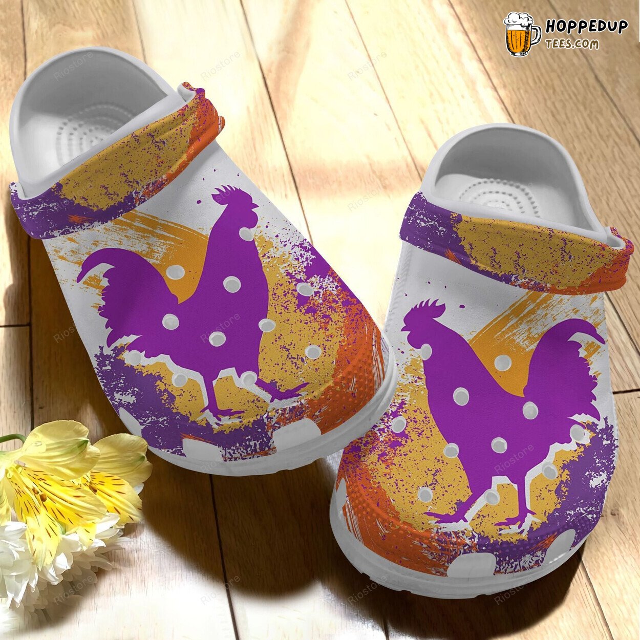 Purple Yellow Chicken Croc Shoes for Mother’s Day Colorful Gifts Comfortable