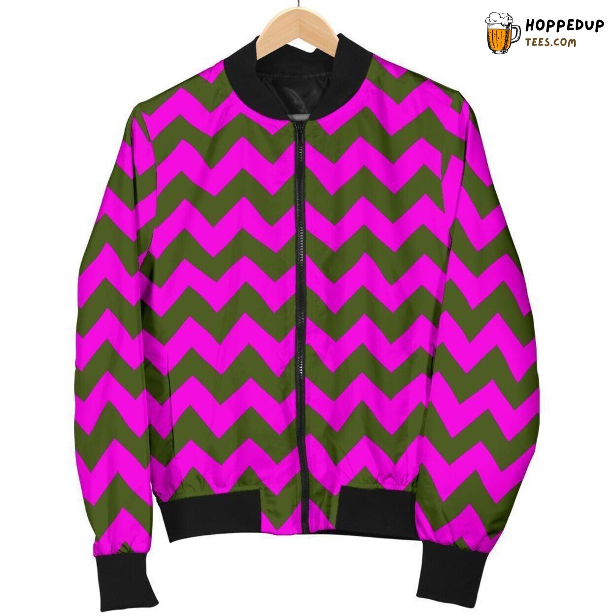 Purple Zig Zag Unique Elegance Men’s Bomber Jacket Vibrant Patterned Design