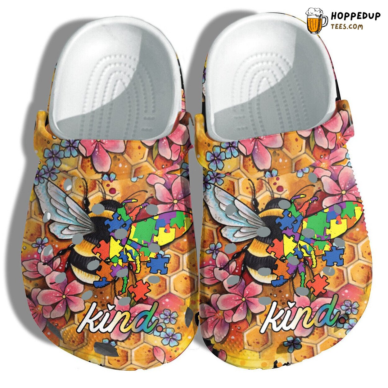 Puzzle Bee Kind Autism Awareness Comfortable Clogs Birthday Christmas