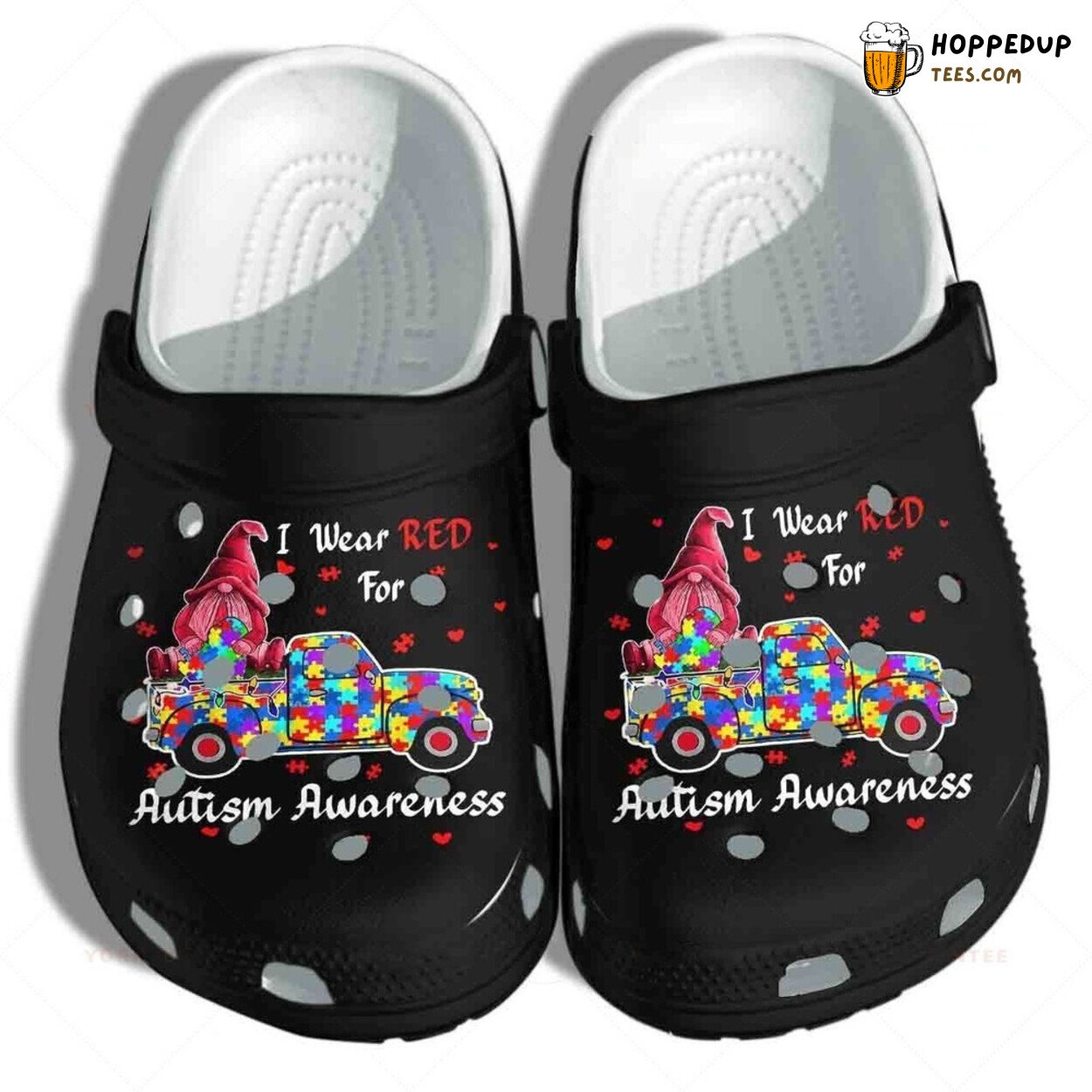 Puzzle Car Gonime Autism Awareness Gnomie Wear Red Rubber Clogs Shoes