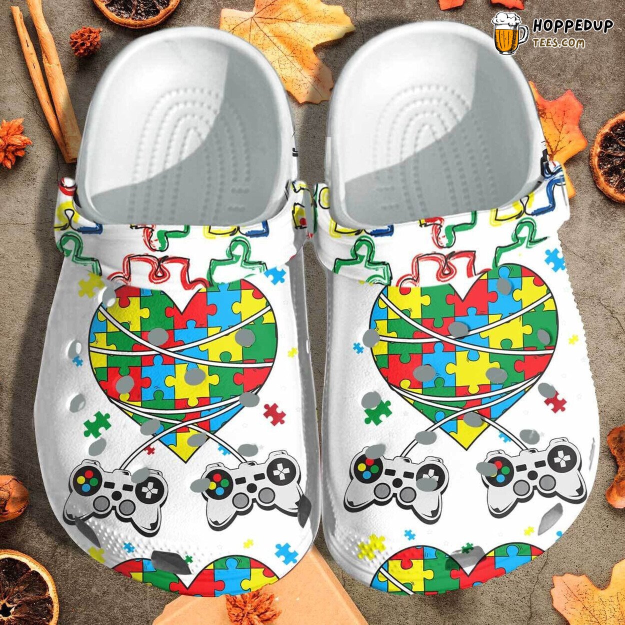 Puzzle Heart Autism Gamer Custom Clogs Boys Kids Game Outdoor Shoes